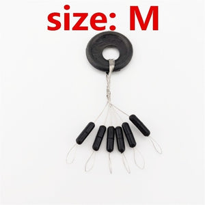 60 Pcs 10 Groups/Set Float Black Rubber Stopper Fishing Bobber Stopper Float Oval Bean Space Fishing Line Tackle Accessories